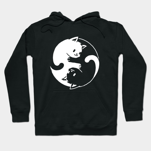 Yin Yang Cat Black & White Hoodie by vo_maria